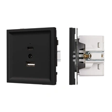 Изображение Механизм USB розетки SCT-TENDO-MUAC-SFPL-BK (5V, 3A, QC3) (Arlight, Черный soft-touch)